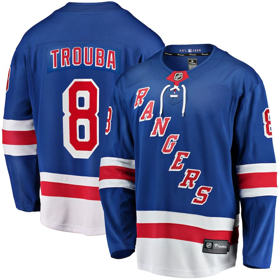 Men New York Rangers #8 Jacob Trouba Fanatics Branded Blue Home Breakaway NHL Jersey->new york rangers->NHL Jersey